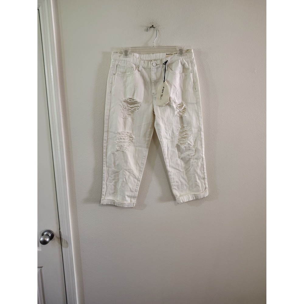 Special A Jeans White Distressed Cropped Capri Denim Pants P1357 Womens Size M‎